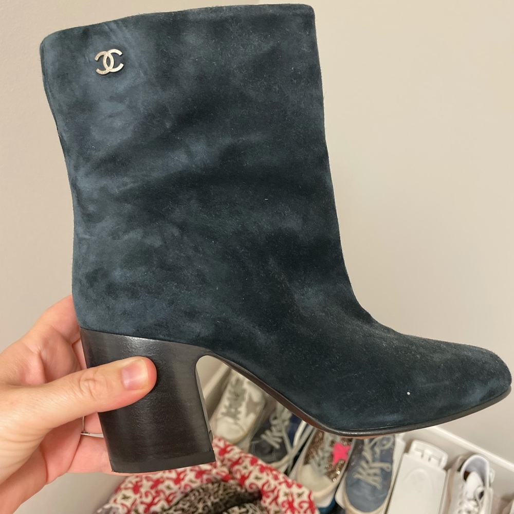 Chanel navy suede bootie US 8
